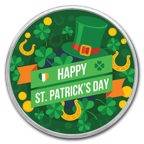 1 oz Silver Colorized Round - APMEX (Get Lucky - St. Patrick) 1 oz Silver Colorized Round - APMEX (Get Lucky - St. Patrick)